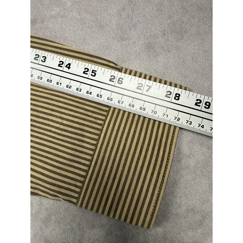 Hurley Shirt Mens XL Beige Brown Striped Button Up Long Sleeve Pocket Skater‎